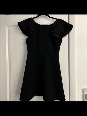 BCBGeneration Black Flutter Sleeve Fit-and-Flare Dress